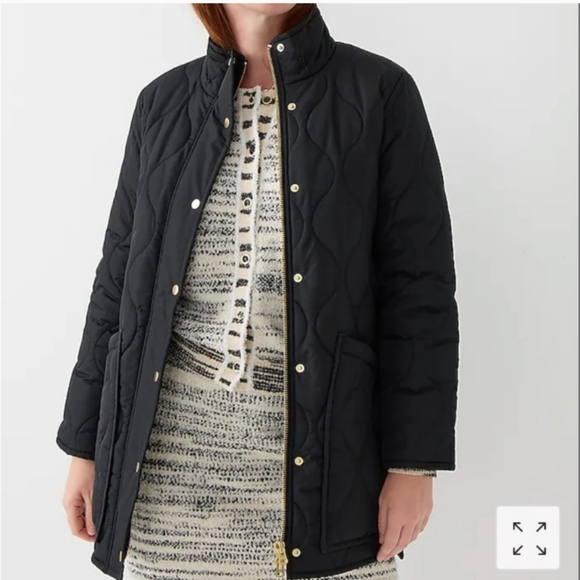 J Crew quilted black cocoon puffer jacket size ST - Picture 2 of 11
